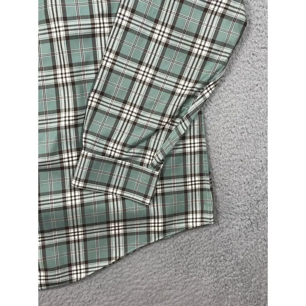 Brooks Brothers Mens Size XL Regent Green Plaid Long Sleeve Button Up Shirt - Picture 9 of 12